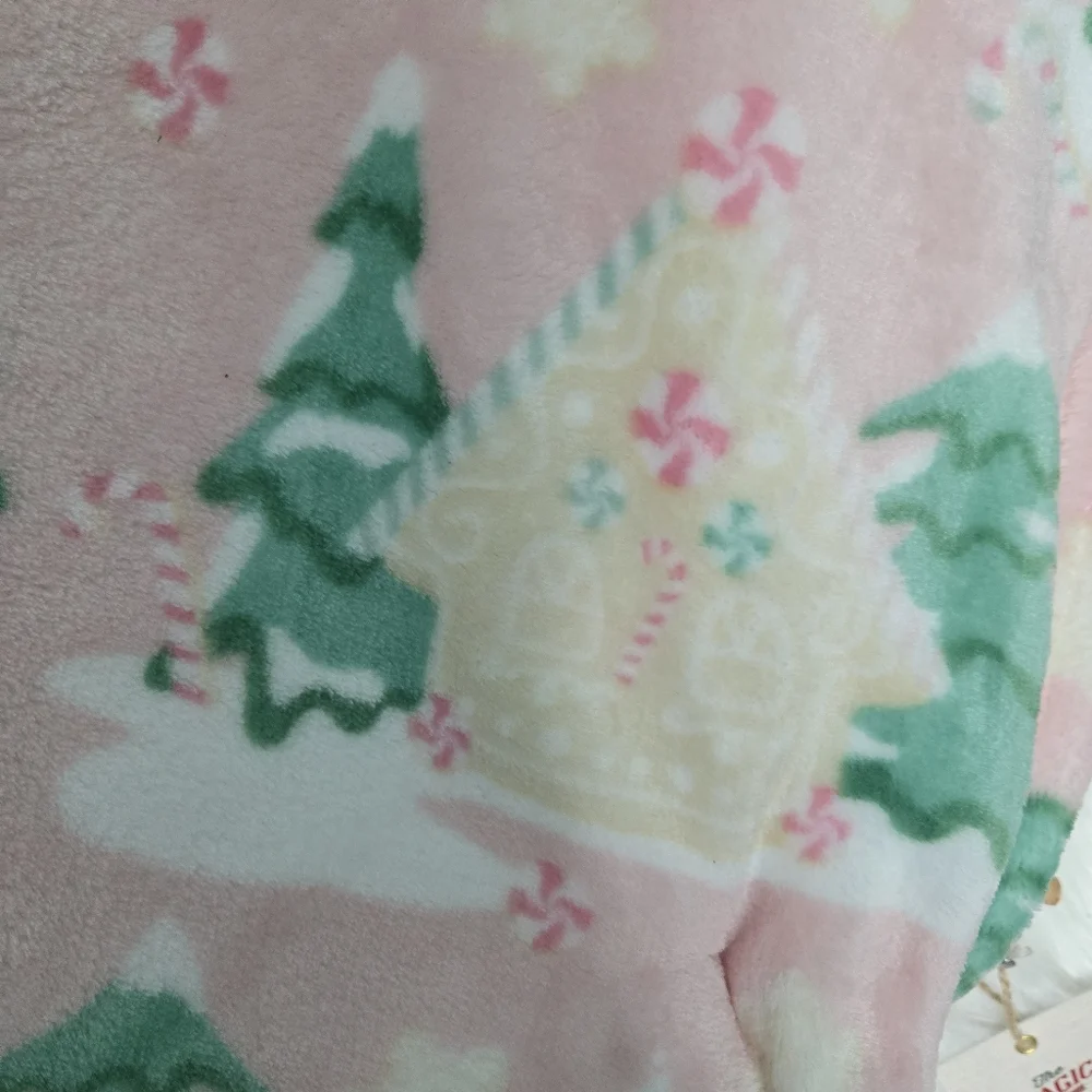 Gingerbread House The Magic Of Christmas Pink Plush Tree Blanket